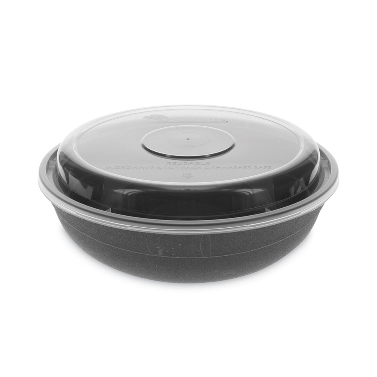 Pactiv Corp. EarthChoice Versa2Go 6.8 in. x 6.8 in. x 2.2 in. 30 oz. Plastic Microwaveable Container - Black/Clear (150/Carton)